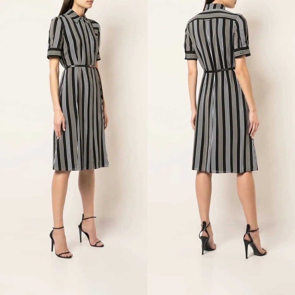Altuzarra Kieran Runway Striped Shirt Dress Midi Blue White EU 42 NWT